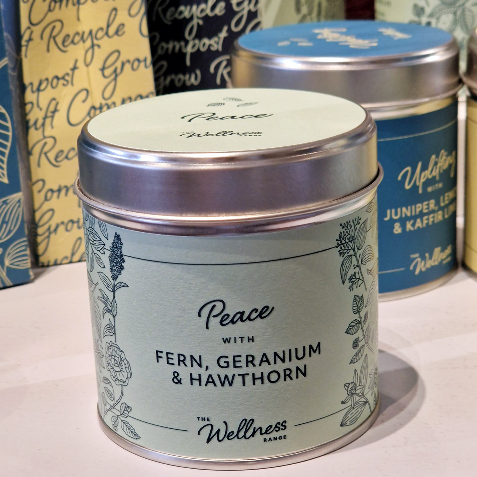 Peace Wellness Candle with Fern, Geranium and Hawthorn - Island Blue ...
