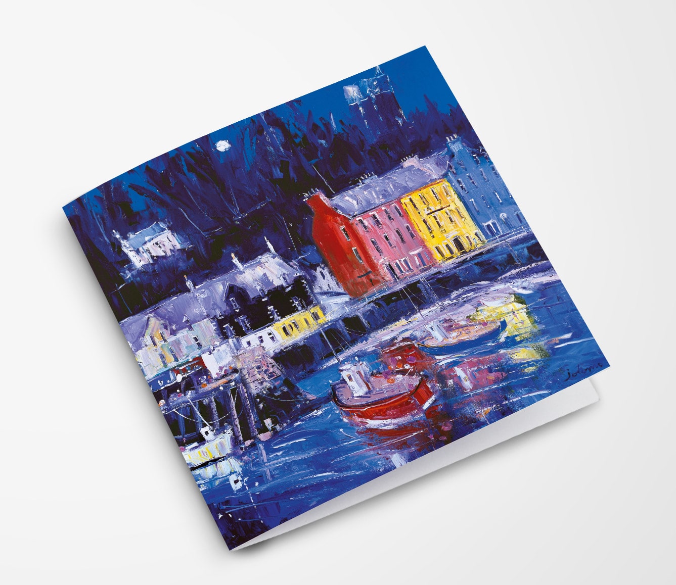 JLM019 JOLOMO Greeting Card Moonrise, Tobermory JLM019 JOLOMO Greeting Card Moonrise, Tobermory